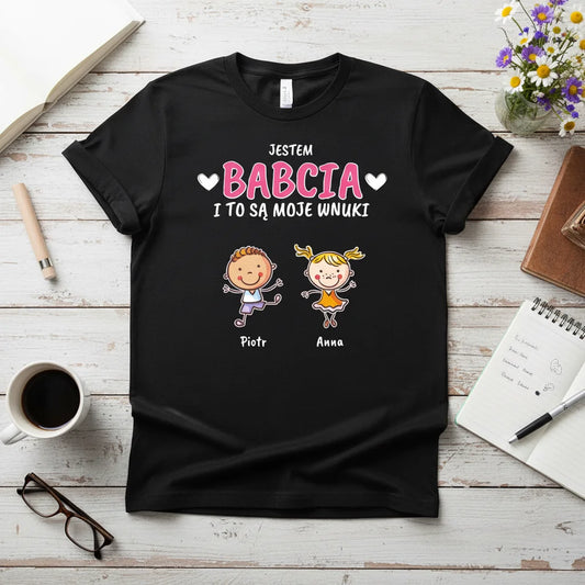 Personalizowana koszulka dla babci z imionami wnuków – prezent na Dzień Babci