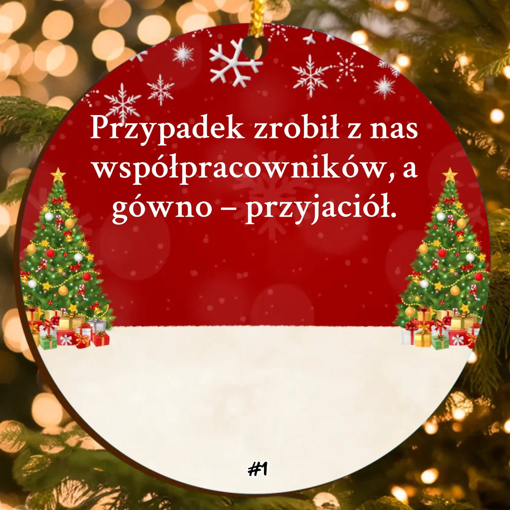 Personalizowana ozdoba świąteczna z postaciami i własnym tekstem