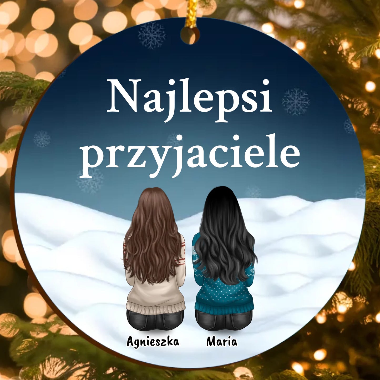 Personalizowana ozdoba świąteczna z postaciami (do 6 osób) oraz własnym tekstem