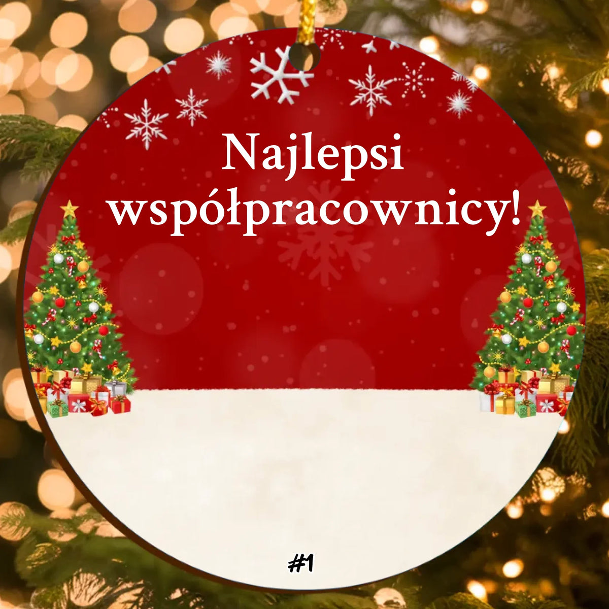 Personalizowana ozdoba świąteczna z postaciami (do 6 osób) oraz własnym tekstem – Najlepsi współpracownicy