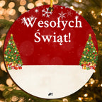 Personalizowana ozdoba świąteczna z postaciami (do 6 osób) i własnym tekstem – Wesołych Świąt!