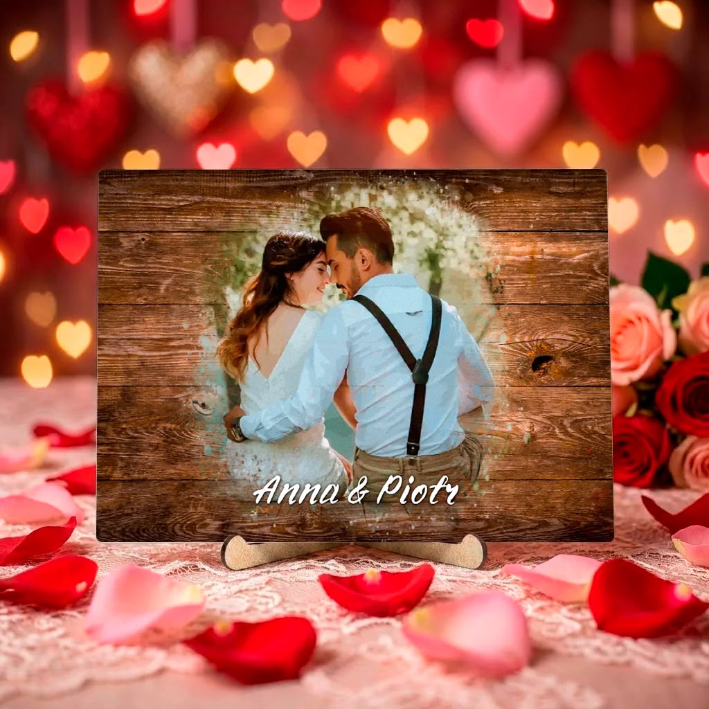 Personalizowana dekoracja stołowa z fotografią i własnym tekstem