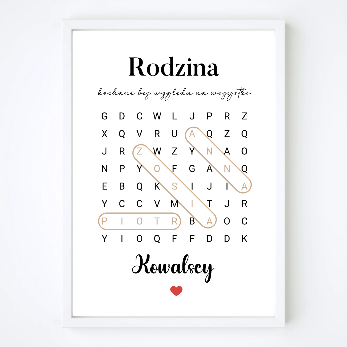 Personalizowany plakat – wyszukiwanka z imionami rodziny